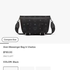 New MCM Visetos Black Messenger Bag unisex